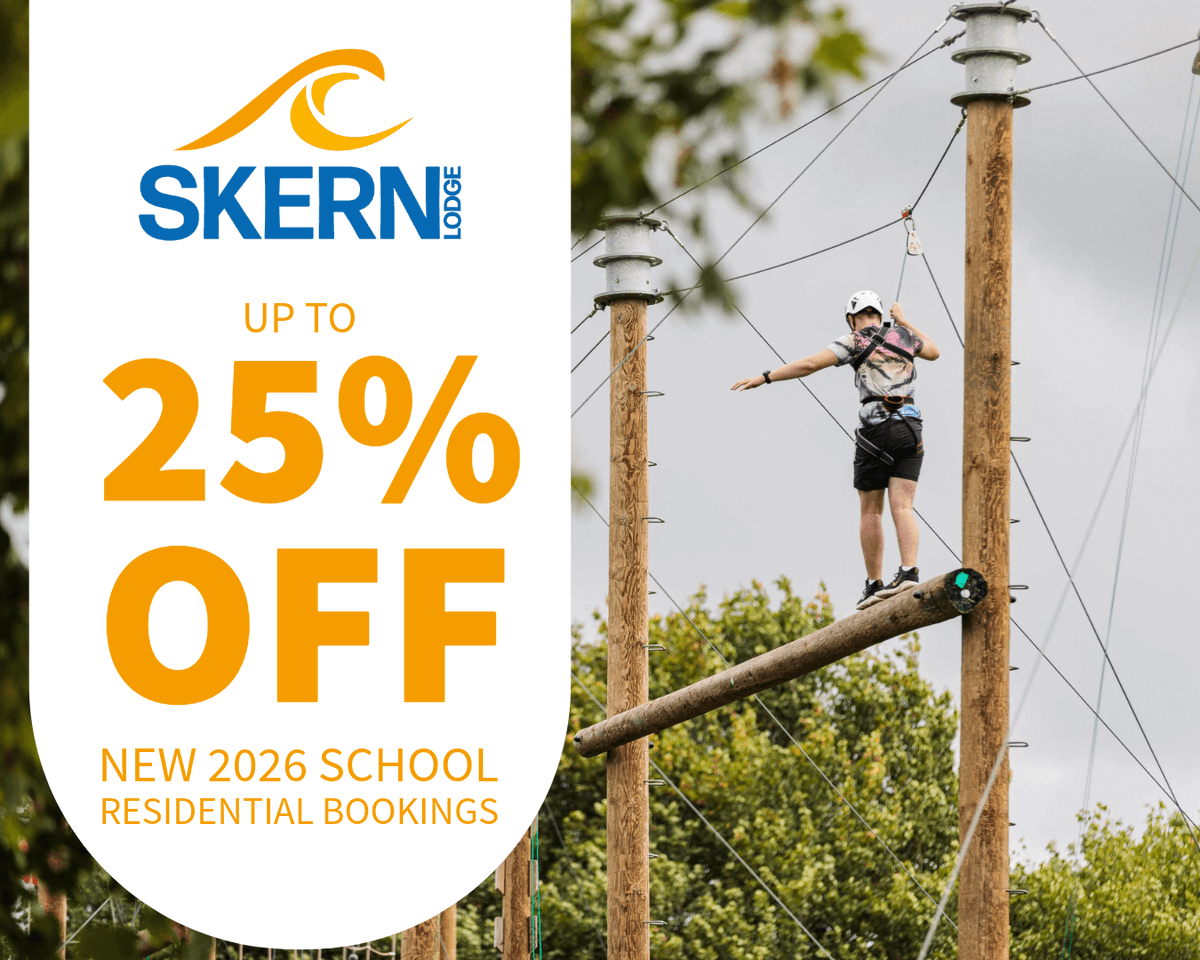 TeachSecondary's tweet image. Secondary schools: celebrating 50 years, @SkernLodge is offering discounted 2026 residentials 🎓

✔ 25% off Spring/Summer 
✔ 15% off Autumn/Winter 
✔ Weekend options from £70pp

👉 skernlodge.com/contact 

#SecondaryEd #SchoolTrips #OutdoorLearning #ad #sponsored