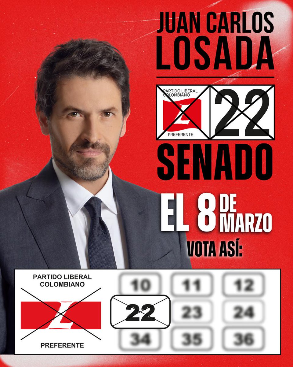 JuanKarloslos's tweet photo. @RamiroBejaranoG Estimado Ramiro, muchas gracias por la mención.

Solo una claridad, soy candidato al Senado con el número 22 del Partido Liberal. https://t.co/Vtj8hlZXel