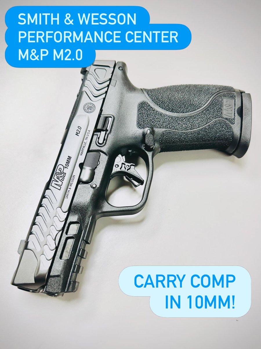 GunsAndAmmoMag's tweet image. Smith &amp;amp; Wesson Performance Center M&amp;amp;P 10mm M2.0 is the brand’s latest entry in its full-size M&amp;amp;P #pistol series. @gunsandammomag optic-ready sample features a #CarryComp that S&amp;amp;W is calling the #PowerPort to reduce felt #recoil . Tell us your first impressions!