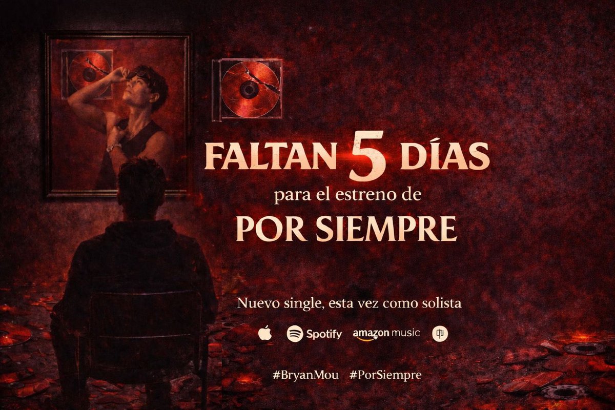 🔥 FALTAN 5 DÍAS 🔥

La cuenta regresiva sigue y este 6 vamos con TODO para que #PorSiempre sea tendencia 🫶❤️

Nuevo single de <a href="/bryanmouque/">Bryan Mou</a> como solista y no nos lo vamos a perder.

Activa recordatorio, comparte y usa #BryanMou 🔴
¿Quién ya está listo? 👀🔥