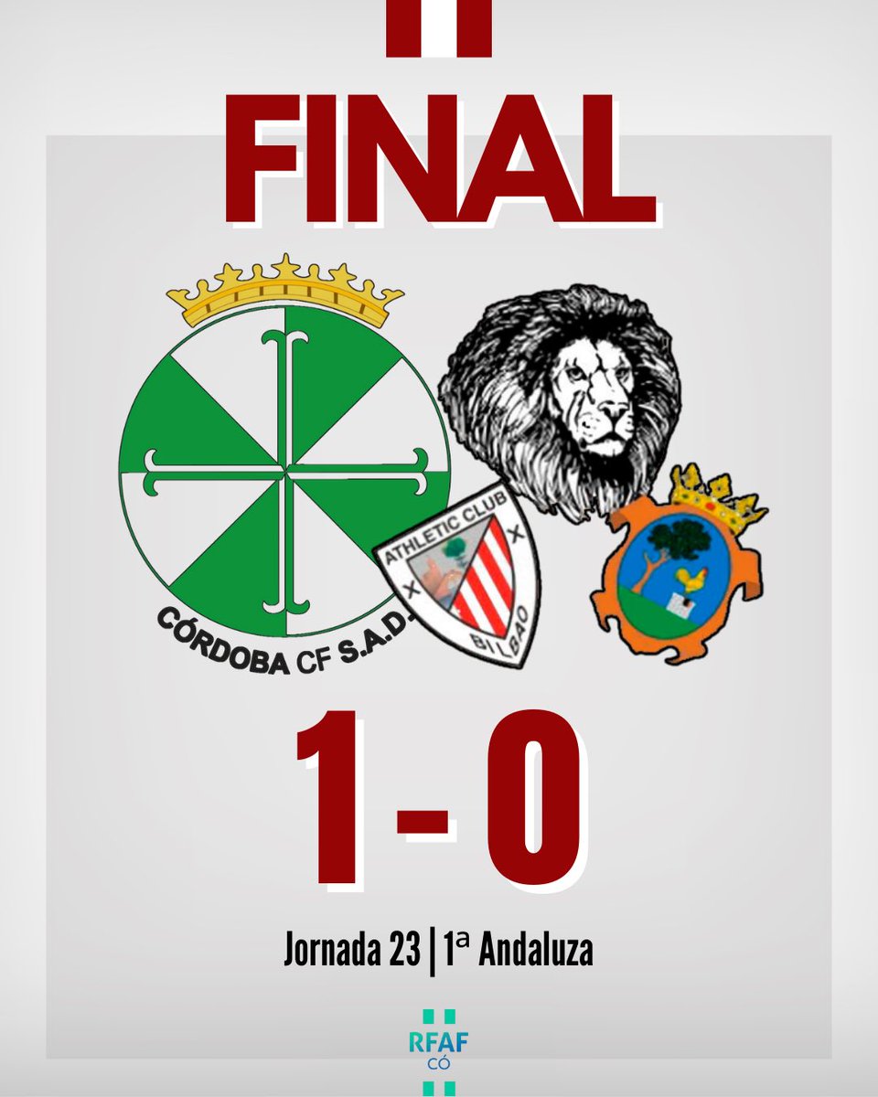 ⏱️|FINAL|

🟢⚪️ <a href="/cordoba_cfsad/">Córdoba CF SAD</a> 1 - 0 <a href="/LosleonesPZB/">C.D. Peña Los Leones</a> 🔴⚪

#CórdobaLeones

𝘋𝘰𝘯𝘥𝘦 𝘳𝘶𝘨𝘦𝘯 𝘭𝘰𝘴 𝘴𝘶𝘦𝘯̃𝘰𝘴, 𝘦𝘮𝘱𝘪𝘦𝘻𝘢 𝘯𝘶𝘦𝘴𝘵𝘳𝘢 𝘩𝘪𝘴𝘵𝘰𝘳𝘪𝘢.

🦁🔛