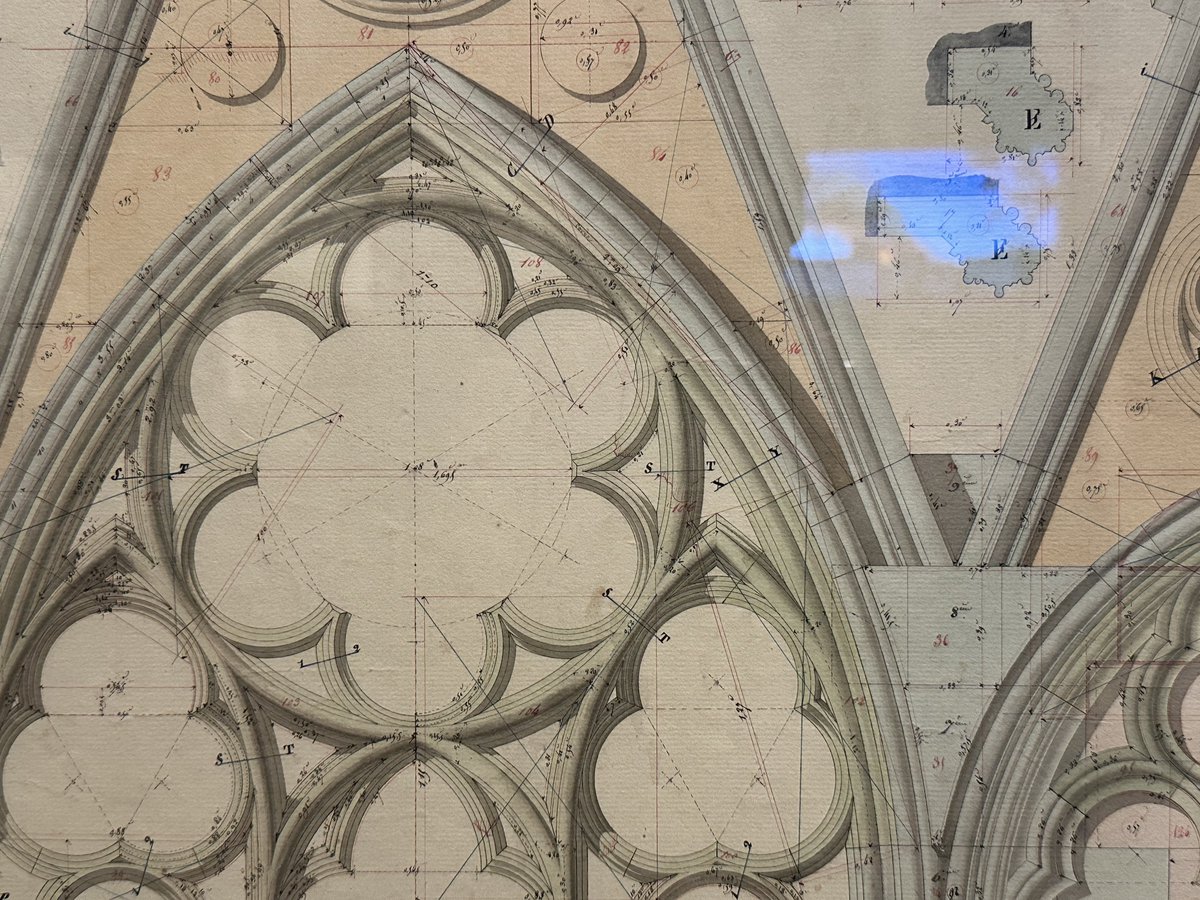 architext14's tweet photo. As built stone shop drawings for Notre dame, Paris. Violet le duc drawing exhibit at bard graduate center = must see.  Stone color coded by species. https://t.co/fTC4ZiBhe0