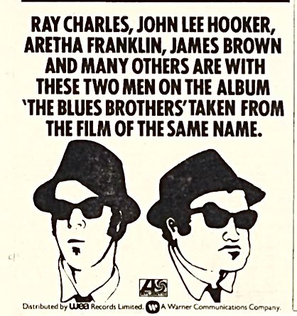 nme1980s's tweet photo. The Blues Brothers adverts.
New Musical Express, 15 November 1980. https://t.co/XmFnvlroQJ