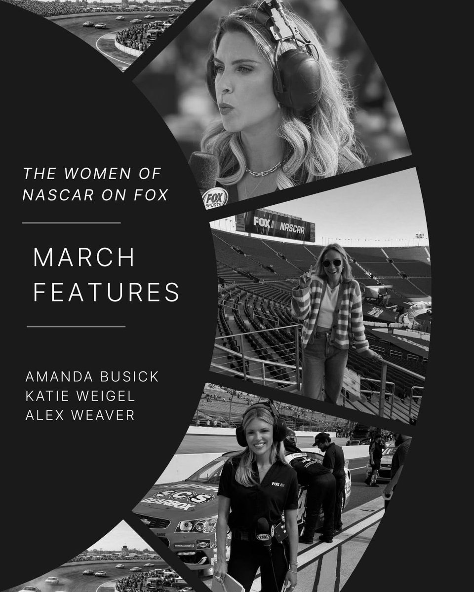 March is Women’s History Month and I’ll be highlighting the women of <a href="/NASCARONFOX/">FOX: NASCAR</a>, those in front of the camera and behind it. Six incredible women setting the standard in broadcast journalism. 

Stories will be on the People Who Race Substack. substack.com/@peoplewhorace…