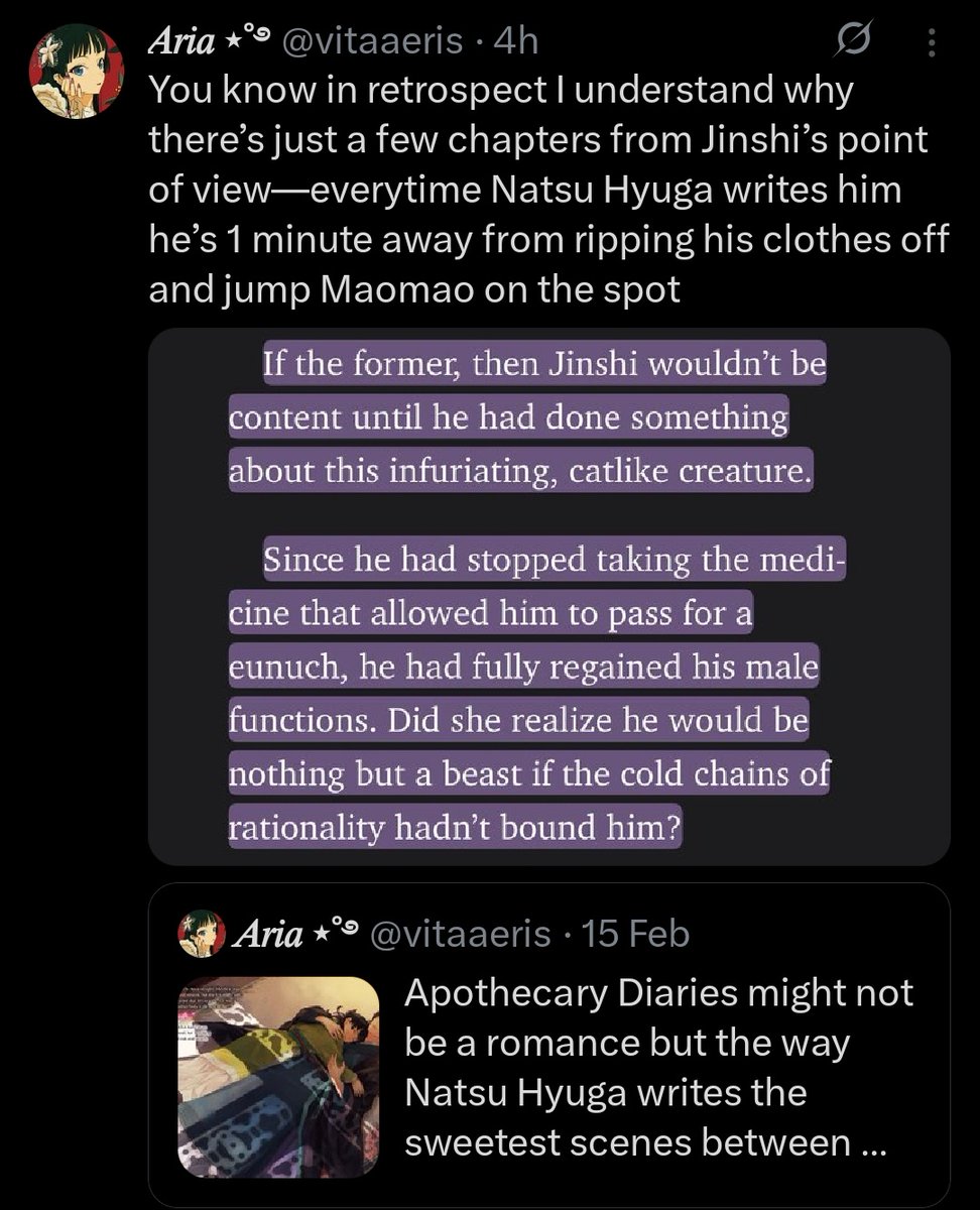 dtmoonlight's tweet photo. the way this is basically the end of ln14 😭 can't even touch maomao anymore https://t.co/DDu7Pm4OH6