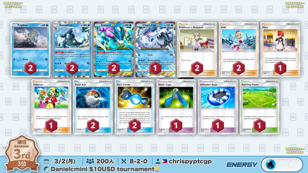 🌏 ポケポケ 大会結果｜3/2(月) 🌏 11戦全勝🔥『スイクンセグレイブ