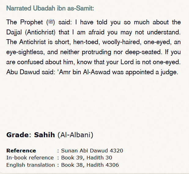 According to Muhammad, Allah --- who has two hands, a shin, a face, and a foot, looks so much like the Dajjal that the way Sneako will be able to recognize the difference between the two is that Allah isn't one-eyed 😂😂😂
