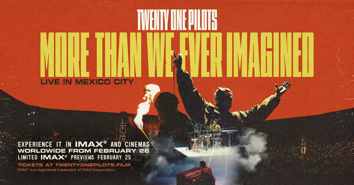 Twenty One Pilots: More Than We Ever Imagined takes 4th place at this weekend’s domestic box office with an estimated $4.3M in gross revenue across only 833 theaters