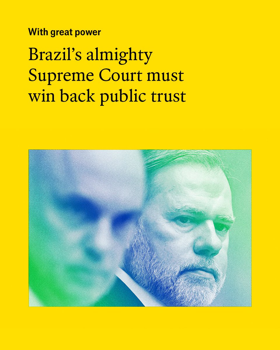 The might of Brazil’s Supreme Court has grown in recent years, as the country’s congress and executive branch have been mired in scandal. But this power is at risk of curdling econ.st/4rIqPcN

Illustration: The Economist/Getty Images