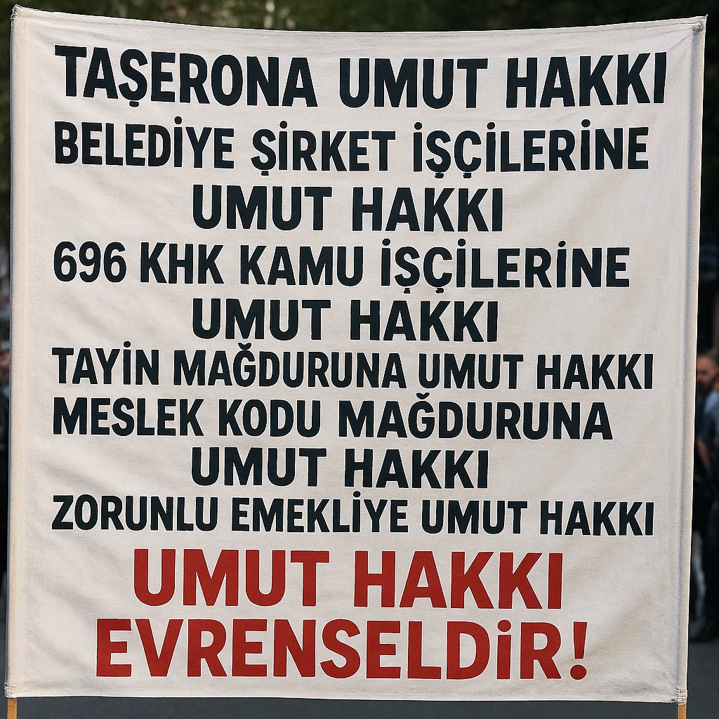 <a href="/tlnozr44/">Tülin Özer</a> <a href="/meslekkodumagdu/">Meslek Kodu-Tayin Mağdurları Platformu</a> #ZorunluEmekliyeİşeİadeHakkı
◾696 KHK ile on binlerce işçi Zorla Emekli Edilerek mağdur edildi
◾En düşük maaşa mahkûm edilerek geçim derdine düşürüldü,
◾Kamu, yetişmiş iş gücünü kaybetti
◾İŞİMİZİ GERİ İSTİYORUZ!
<a href="/RTErdogan/">Recep Tayyip Erdoğan</a> <a href="/abakingurlek/">Akın Gürlek</a> <a href="/eczozgurozel/">Özgür Özel</a> <a href="/isikhanvedat/">Prof. Dr. Vedat Işıkhan</a>