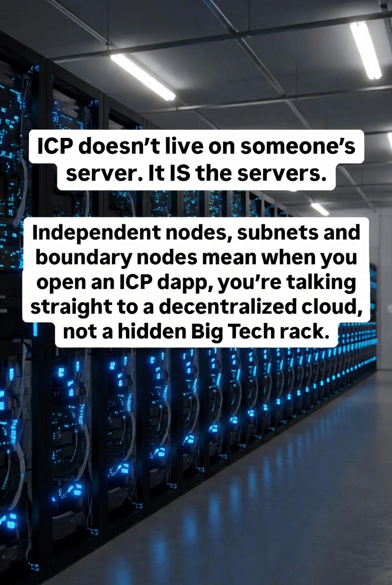 ThiaStardust's tweet photo. ICP doesn’t live on someone’s server. It IS the servers.​
Independent nodes, subnets and boundary nodes mean when you open an $ICP dapp, you’re talking straight to a decentralized cloud, not a hidden Big Tech rack.​

OC: https://t.co/lO3pcDuI7E

#ICP #DeCloud #AIonChain $CLOUD
@cryptocloudsicp