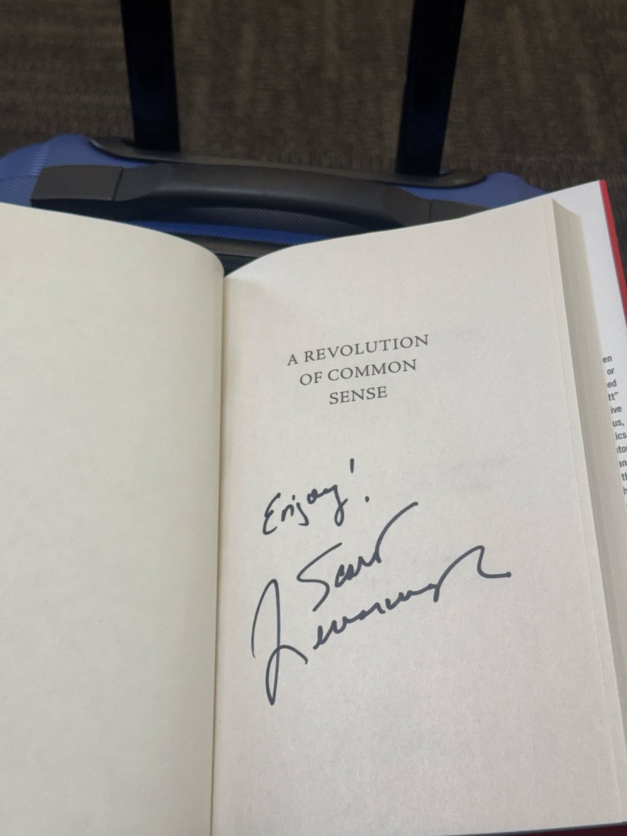 davidlpack's tweet photo. @ScottJenningsKY Despite having a flight out of Terminal 1, Gate A8, I made the trek to the opposite side of Reagan National Airport to score an autographed copy of “A Revolution of Common Sense” by @ScottJenningsKY. Appreciate his strong stand for truth &amp; his humor. Looking forward to this book! https://t.co/hWMLleugjy