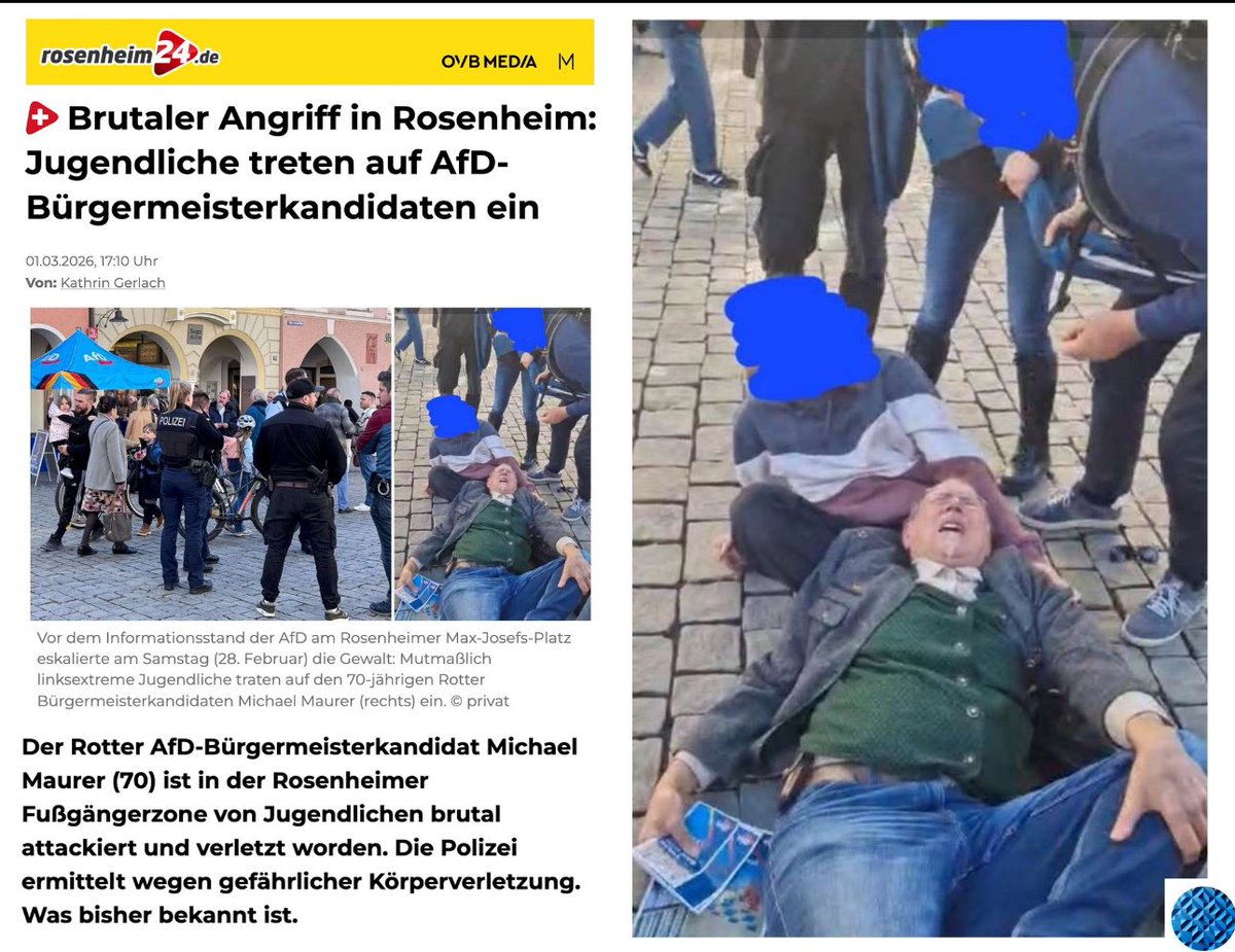 Die Jugend von heute‼️…

Tritt auf den 70 Jährigen Rosenheimer AFD Bürgermeisterkandidaten ein