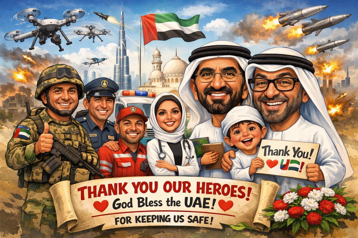 4Maaria's tweet photo. With heartfelt gratitude, May Allah protect our leaders, bless our heroes, and always keep the UAE  and its residents safe and united. 🇦🇪

Yes we are scared, scared of the unknown however the efforts and bravery shown by the leaders of this country must be acknowledged! Hats off https://t.co/hxaAb9epLP