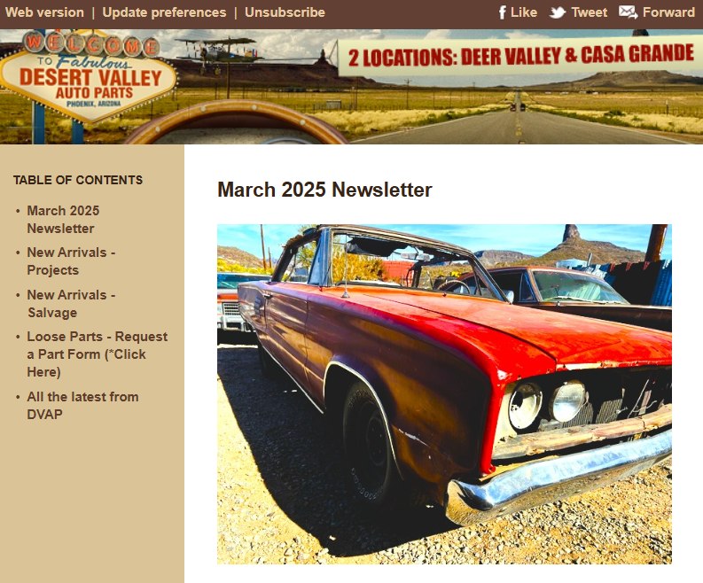 Happy March! Make sure you are getting our monthly Newsletter. Go to dvap.com to sign up now.