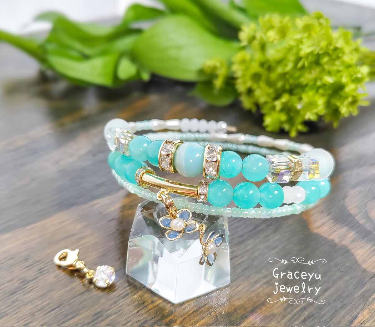 Graceyujewelry🍀 天然石コイルブレスレット✢ ハンドメイド