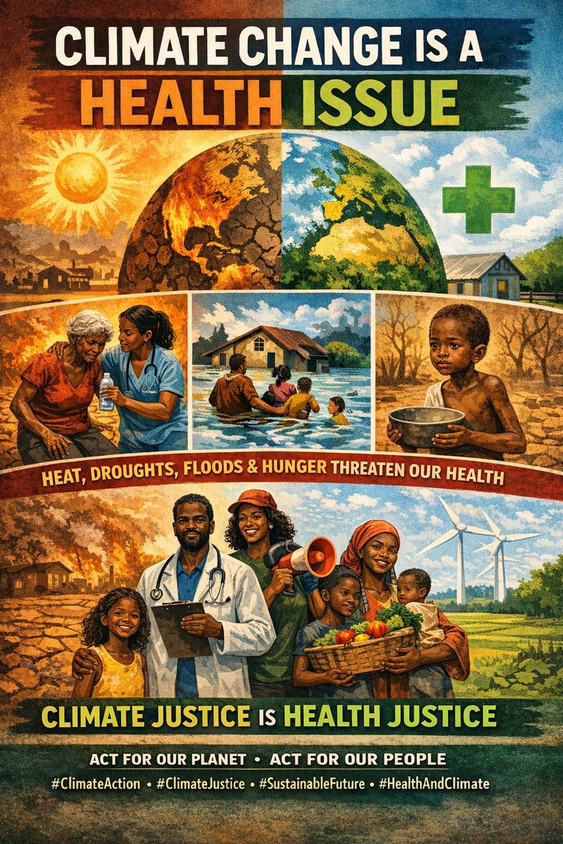 PangaeaZimbabwe's tweet photo. Climate change isn’t just about the planet; it’s a health issue. Heatwaves, floods, and food insecurity hit the most vulnerable first. Bold, community-led action is urgent. #ClimateJustice is #HealthJustice. #MondayReflections #ClimateAction #SustainableFuture https://t.co/sIm4l3YrHB