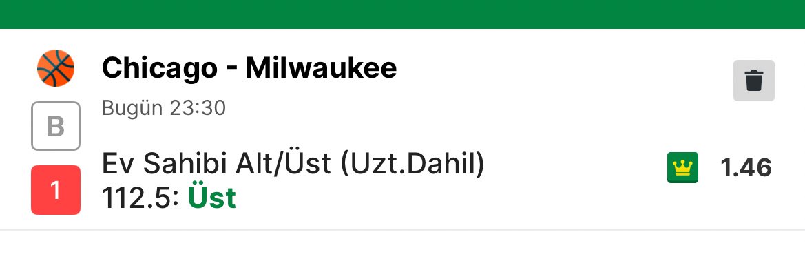 EskiUsulTahmin's tweet photo. 🍀🏀 Chicago – Milwaukee
Tercih: Ev 112.5 Üst
Oran: 1.46
İç saha avantajı ile skor beklentisi yüksek 👀
Ev 112.5’un üstüne rahat çıkmalı.
#NBA #ChicagoBulls #MilwaukeeBucks #Basketbol #MaçAnalizi #Bahis #Handikap #İddaa #Spor #Kupon #GününMaçı #NBATahmin #NBAPicks #Basketball https://t.co/j3sxyunZxB