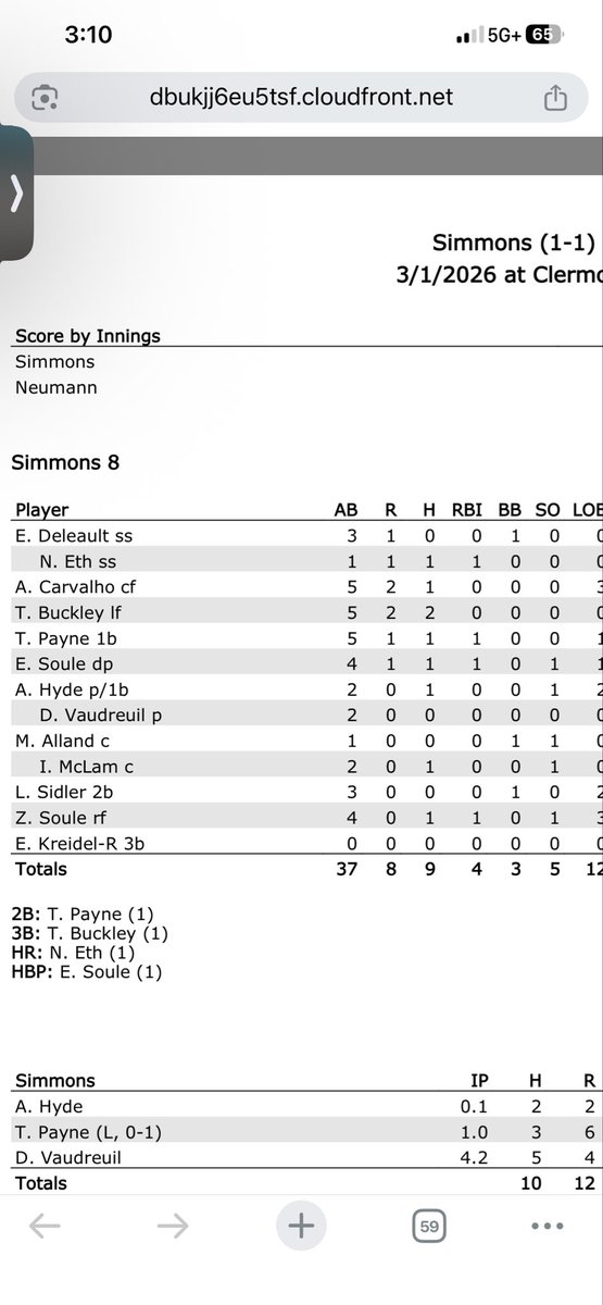 RES Angels Alum Nevaeh Eth with her first collegiate hit for <a href="/SimmonsSoftball/">Simmons Softball</a>