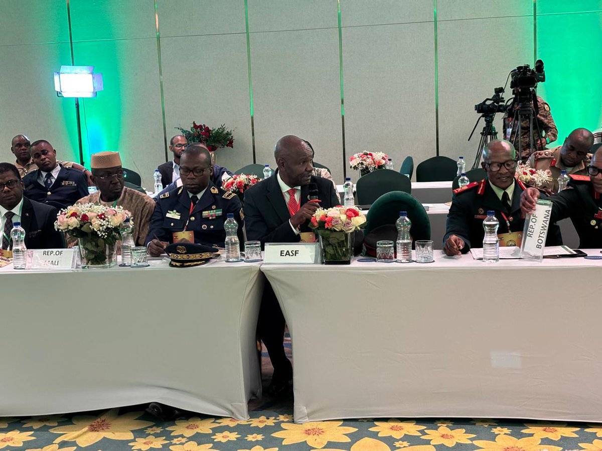 EASF4Peace's tweet photo. EASF Director joins African defense leaders in Addis Ababa for the 130th anniversary of the Battle of Adwa. At the Ministers of Defense Conference, Ethiopia’s Minister of Defense, calls for unity and sovereignty, while the EASF Director hails Adwa as “a continental awakening” and urges Africa to strengthen autonomy, resilience and security cooperation. 
#Adwa130 #Ethiopia #EASF
