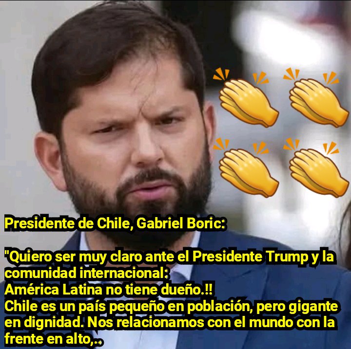 A toda la gente decente de 🇨🇱 .  Aprovechen los últimos días de un buen Presi.
Los demás tendrán 4 largos años para arrepentirse de haber votado por el fascismo.
Lean la última declaración de nuestro mandatario dirigida a Donald Trump y disfruten antes q llegue el vendepatria.
