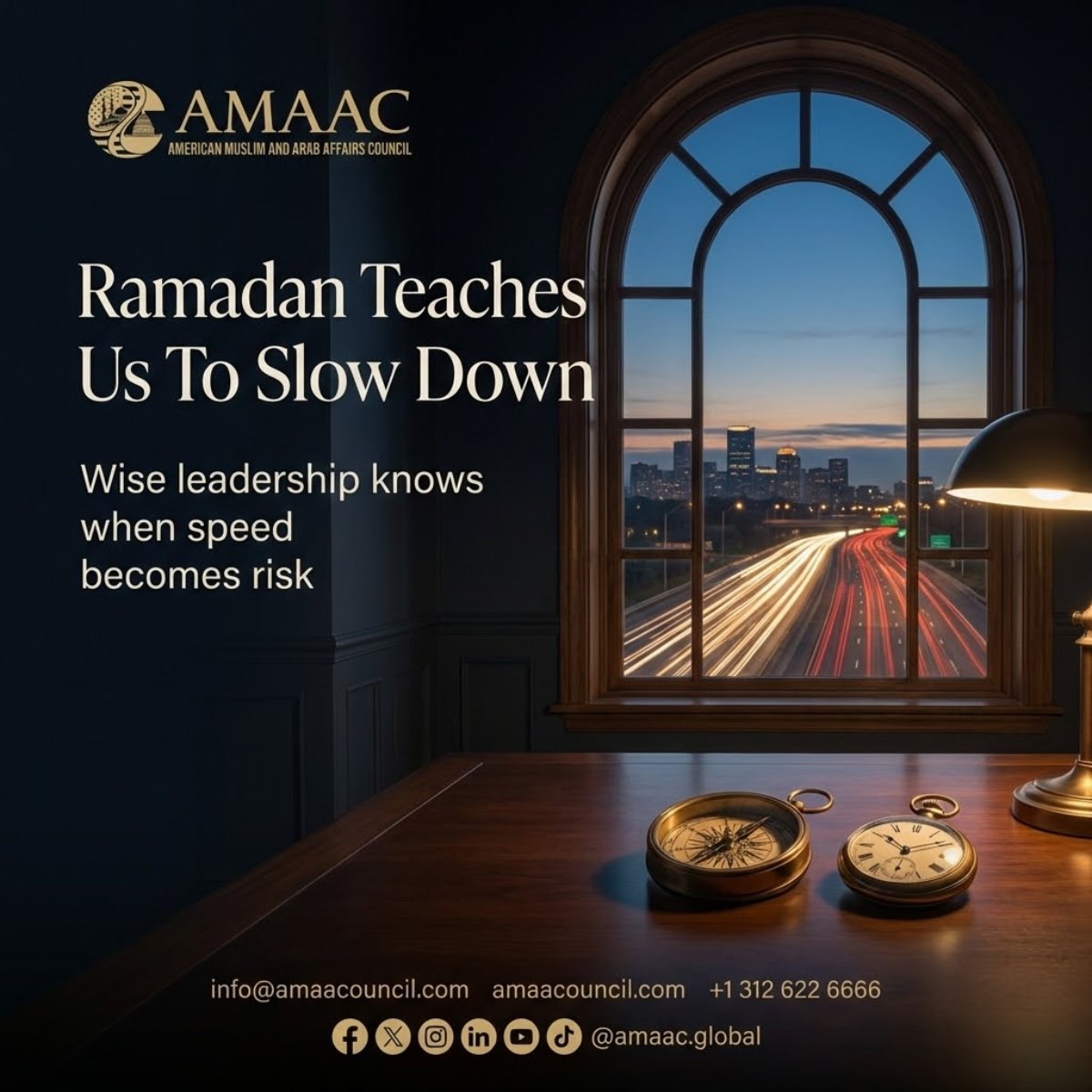 amaacglobal's tweet image. Ramadan teaches us to slow down. 🌙 

Wise leadership knows when speed becomes risk. Clarity over velocity. 

#AMAAC #Strategy #Clarity