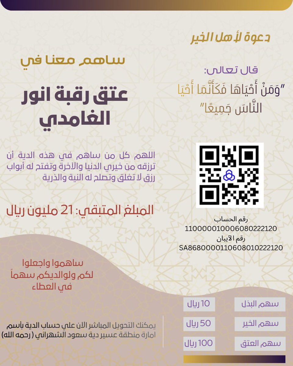 hassan5041's tweet photo. تخيّل فرحة أسرة حين يُقال لهم: اكتمل المبلغ
 #عتق_رقبه_انور_الغامدي https://t.co/Ek7xYQJ9mM