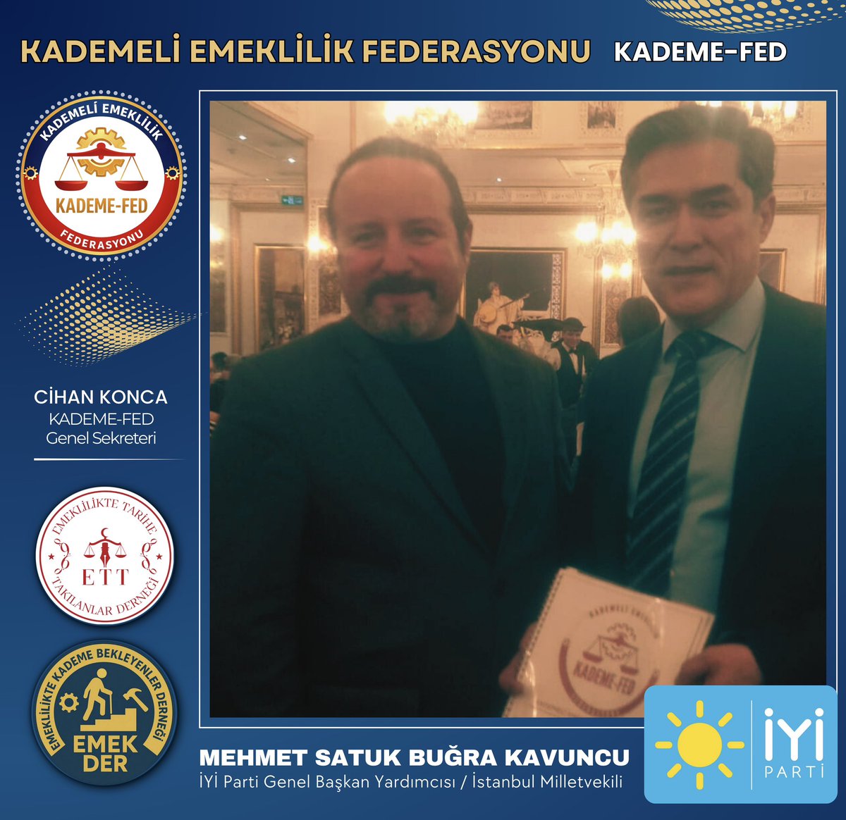 <a href="/iyiphaber/">İYİ Haber</a> <a href="/SBugraKavuncu/">Buğra Kavuncu</a> Çalışırken gençtin
Beklerken yaşlandın ⏳
Emeklilik umut değil, eziyet oldu.
Bu tablo değişmeli.
Doğum yılına göre kademe gelmeli.
<a href="/KademeFed/">Kademeli Emeklilik Federasyonu</a>
<a href="/ETTDER1999/">🧭 EMEKLİLİKTE TARİHE TAKILANLAR DERNEĞİ</a>
<a href="/EmekDerResmi/">EMEK-DER</a>

#KademedeBirlik