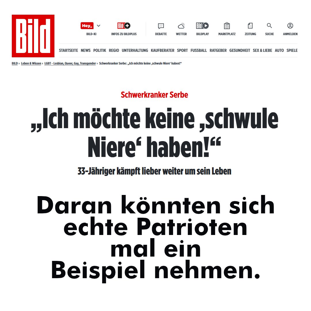 Wer kennt sie nicht.

Die schwule Niere. Morgens wacht sie auf und denkt sich: Heute filtere ich nur gleichgeschlechtlich. Der linke Harnleiter trägt Regenbogen. Der rechte gendert den Urin. Und im Nierenbecken läuft leise „YMCA“.
Medizin 2026:
Blutgruppe egal. Gewebematch egal.