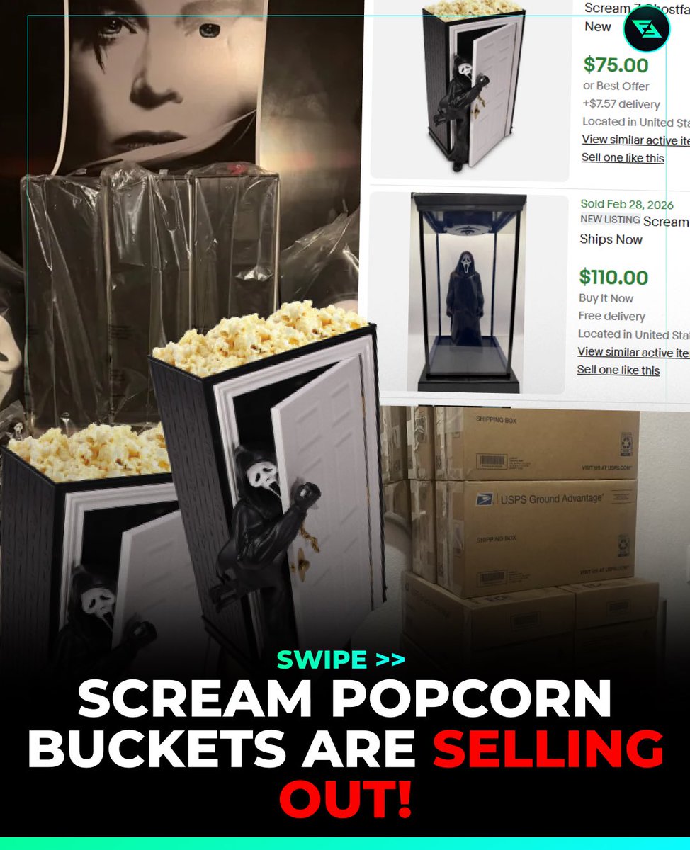 These Scream Popcorn Buckets are selling out at movie theatres now and reselling for 2-3x 🤯

Anyone seen the movie, must be decent 👻