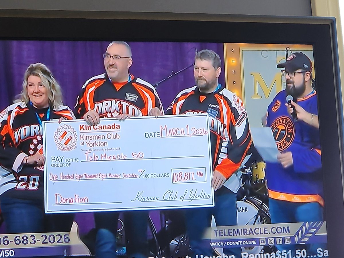 LADIDA83's tweet photo. Way to go Yorkton community $108,817!
#TM50 #Telemiracle
#KinClub #Kinsmen #Kinettes https://t.co/ZgyDzysuc4
