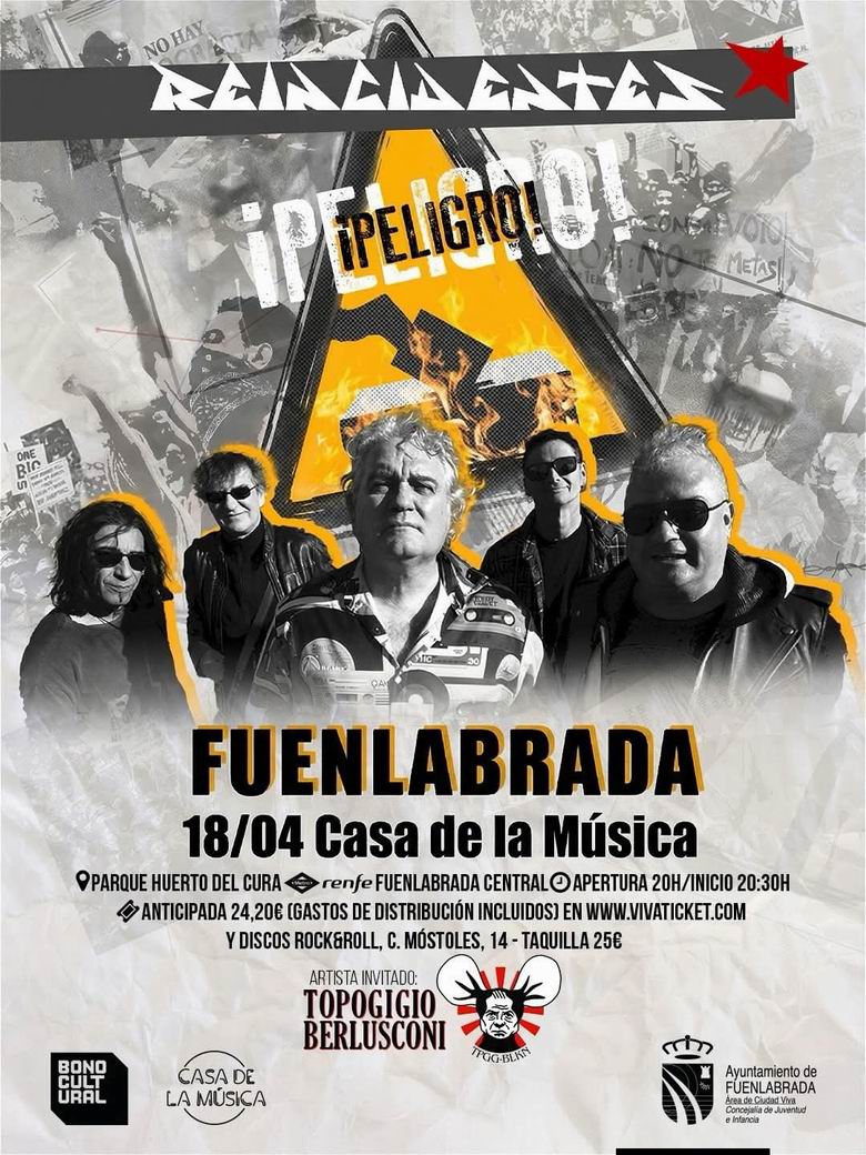 Reincidentes actuarán en Fuenlabrada para presentar en directo su nuevo disco, ‘¡Peligro!’ - rockcircus.net/reincidentes-a…