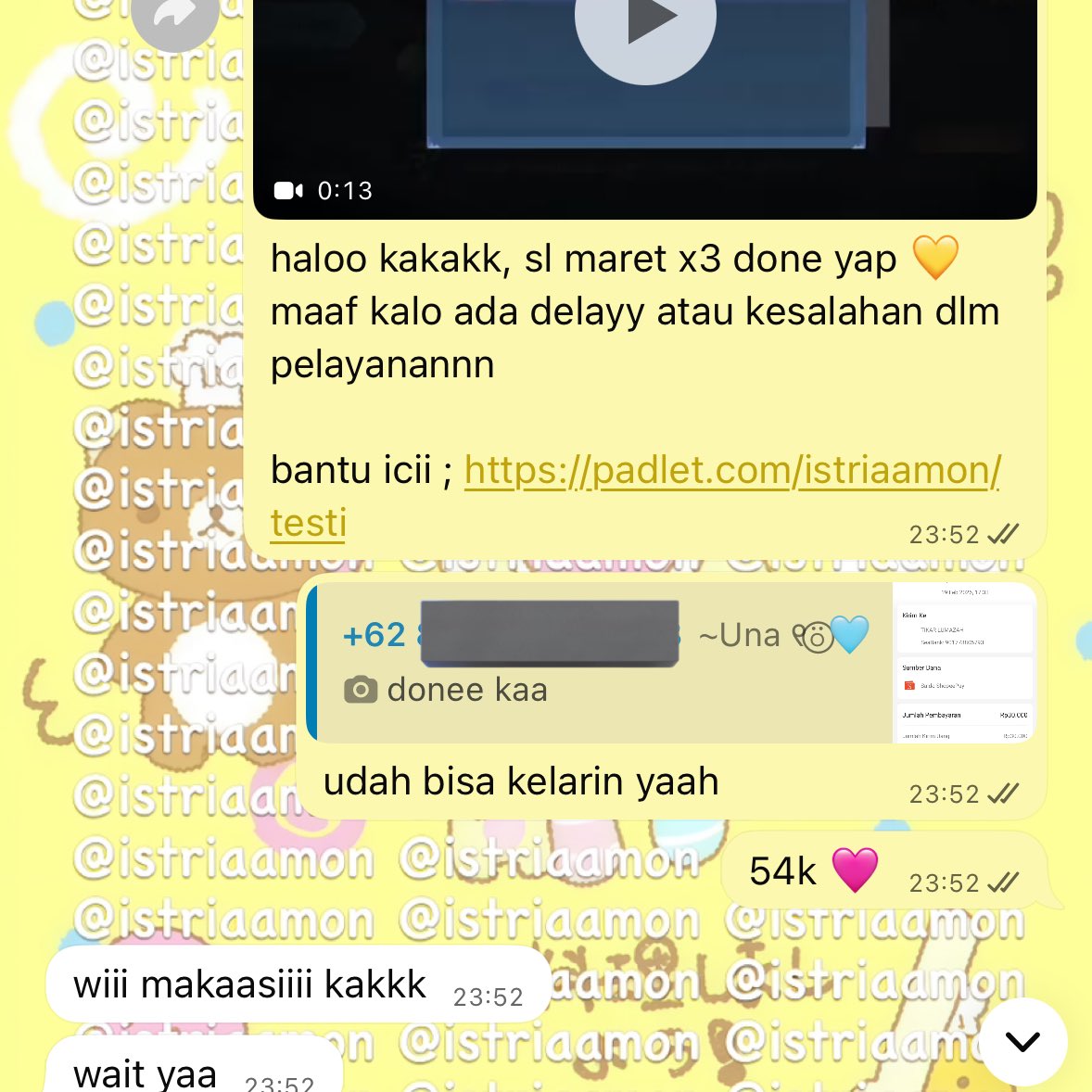 done all x27 sl maret tanggal 1 🫸🏻🩷!!