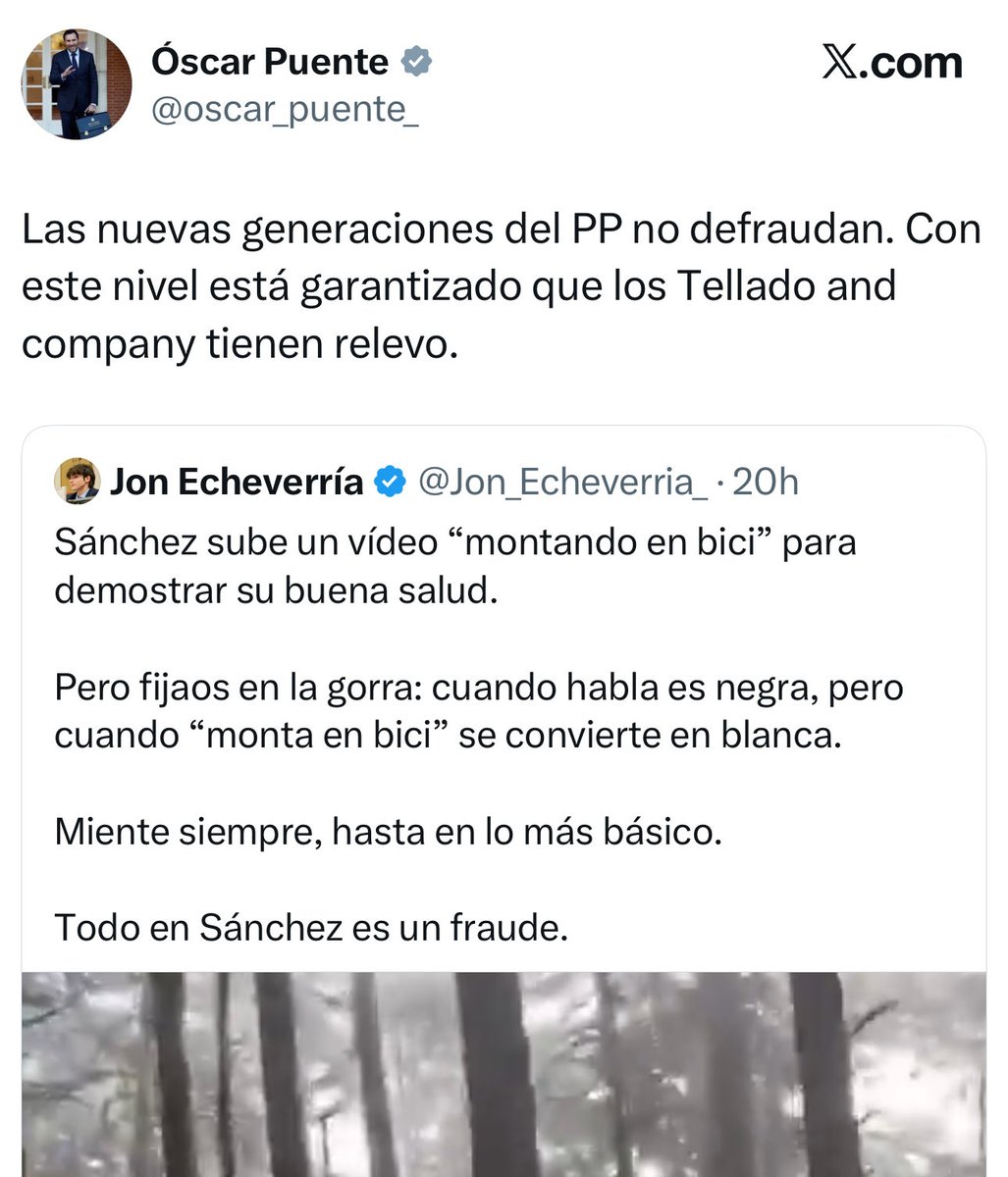 <a href="/oscar_puente_/">Óscar Puente</a>, ya que me bloqueas te contesto por aquí. 

¿Hablamos de defraudar?

TÚ SÍ DEFRAUDAS. Como ministro y como persona. Te explico por qué.

Defraudas porque sigues sin asumir ninguna responsabilidad por los 46 muertos de Adamuz.

Defraudas porque eres un mentiroso