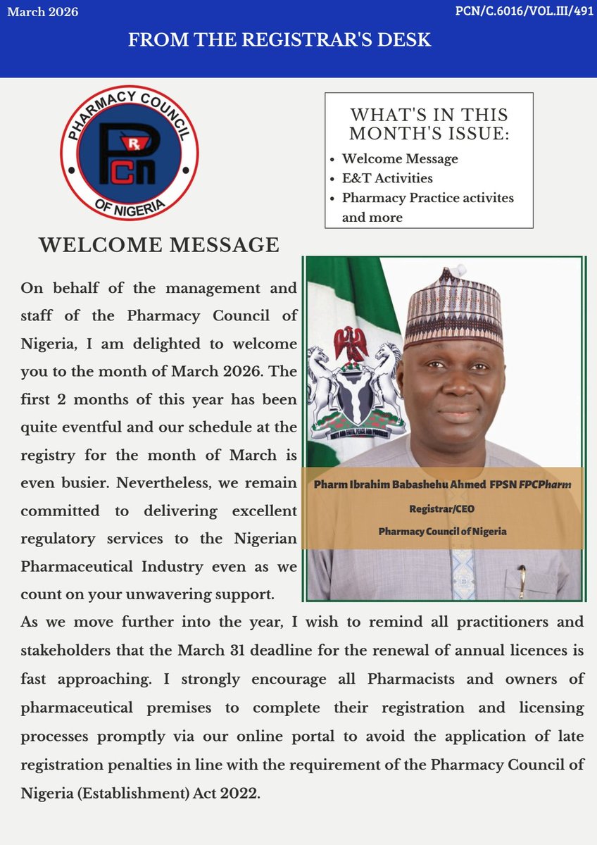 Pharmacy Council of Nigeria tweet media