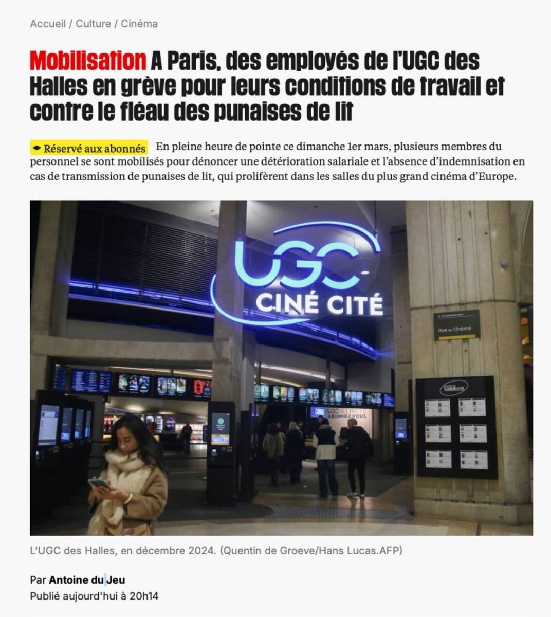 Soutien aux grévistes de l'UGC Halles
