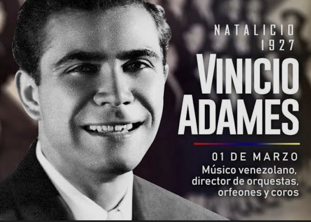 Tal día como hoy nació Vinicio Adames, compositor, director de orquestas y de coros. Siendo director del orfeón de la UCV, falleció en el trágico accidente de las Azores que silenció momentáneamente en  1976 a la voz más plural y conmovedora de nuestra Alma Mater.
Lo recordamos