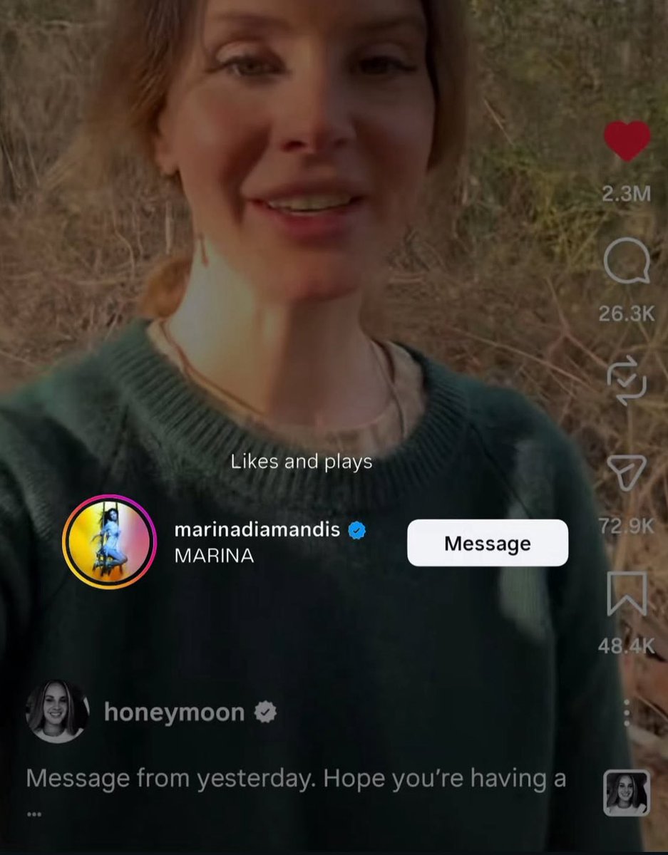 Marinasphere's tweet photo. Marina has recently liked Lana Del Rey’s video talking about her new song on Instagram 🥹 https://t.co/GVEJv7UxNR