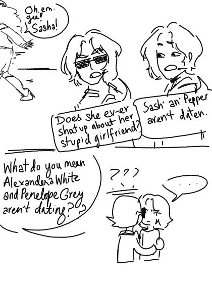 MostCrooked's tweet photo. I'd like to think 4S was a firm believer in yuri. An excerpt from a wip illustrated for shits and giggles with poorly placed speech bubbles. mephone4 does not get a nose. #saltpep #ii #mephone4s #mephone4 #iisalt #iipepper https://t.co/R3DnG32ubC