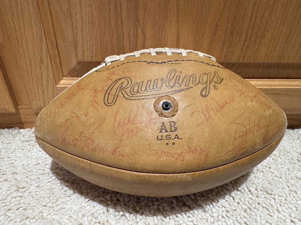 dts911's tweet photo. @ChuckForeman Memories from the 70’s. @ChuckForeman , here is the football you gave us for Christmas 1978.  Faded but in good shape. https://t.co/tISw7Sq9s9