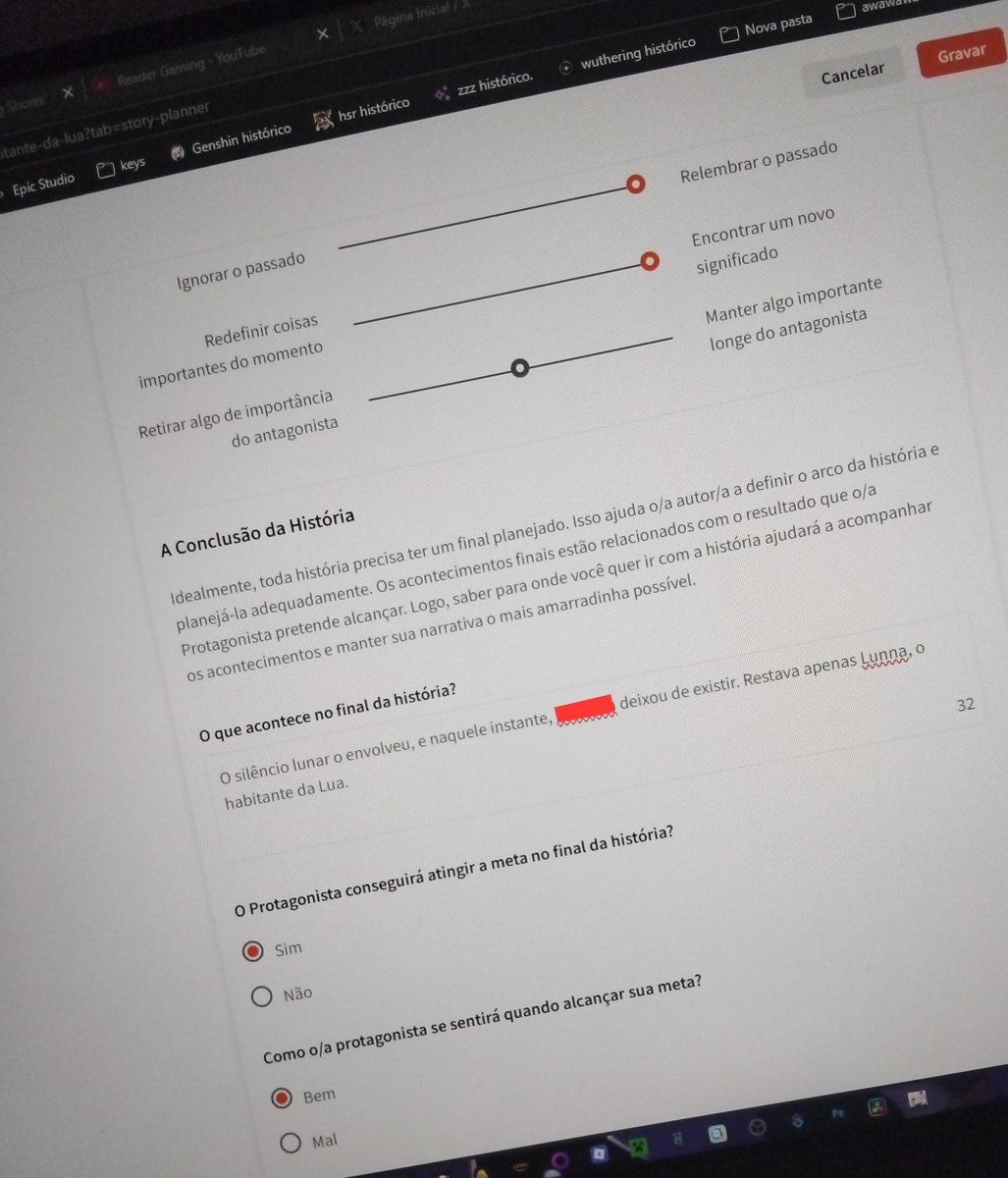 Escrevendo migalhas da minha lore enquanto to inspirado