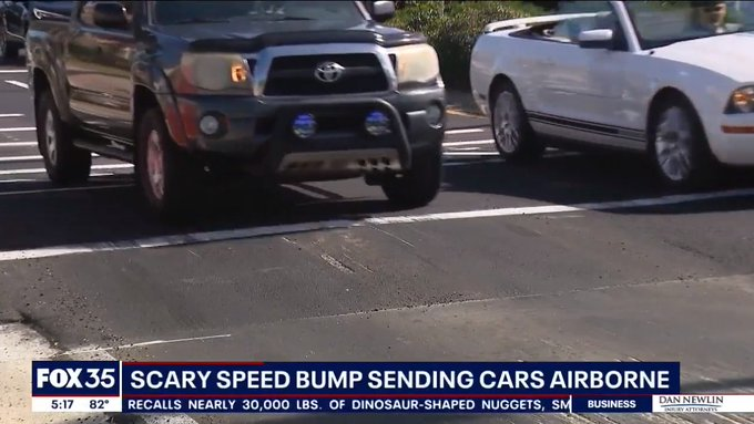 Boenau's tweet photo. "Scary speed bump sending cars airborne."

There's one simple trick to avoid going airborne. https://t.co/wGcKbZBwea