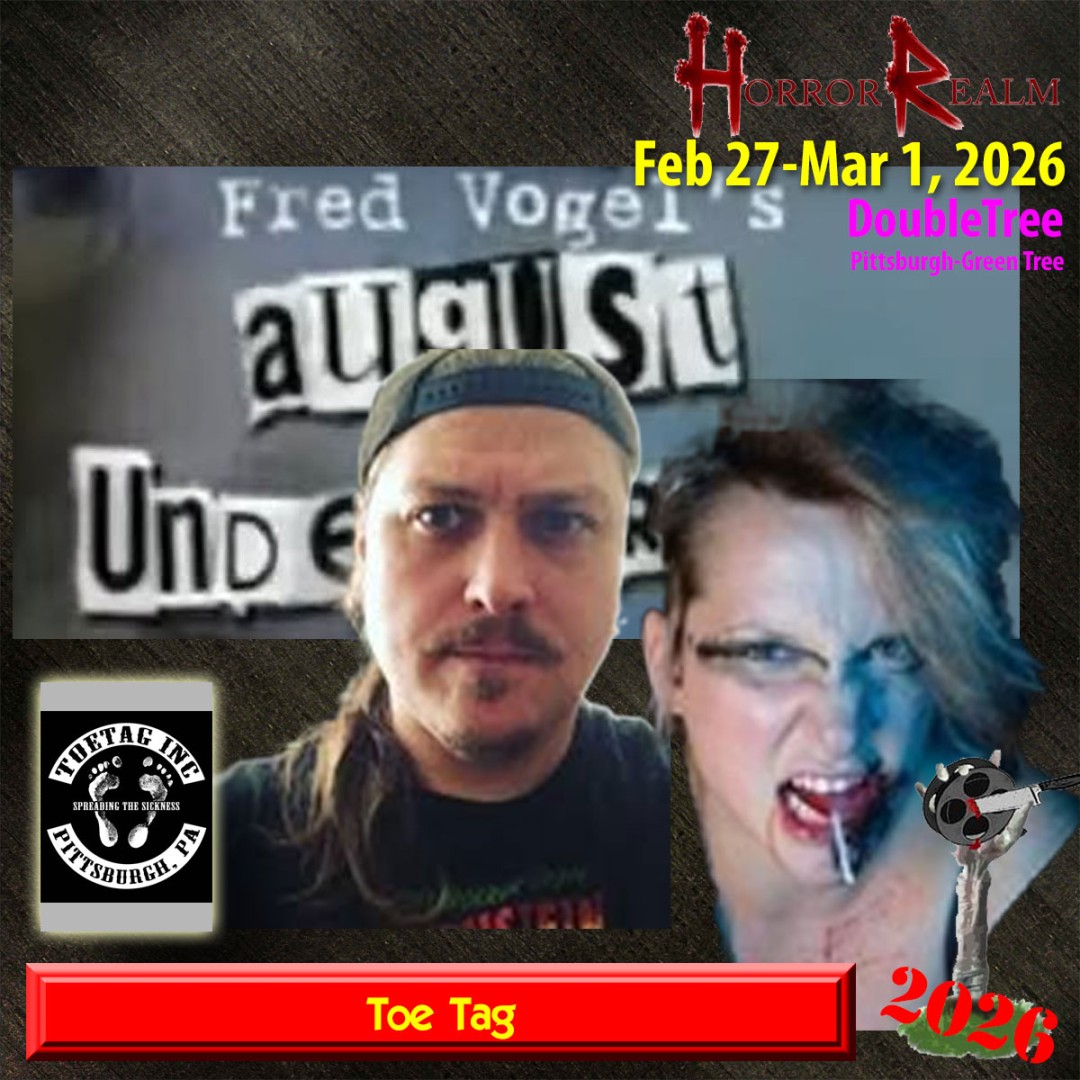 RadioOther's tweet image. August Underground creators at Toe Tag are at Horror Realm 2/27-3/1 in Pittsburgh. Details in the graphic.  cutt.ly/WtfGiUVT #ToeTag #AugustUnderground