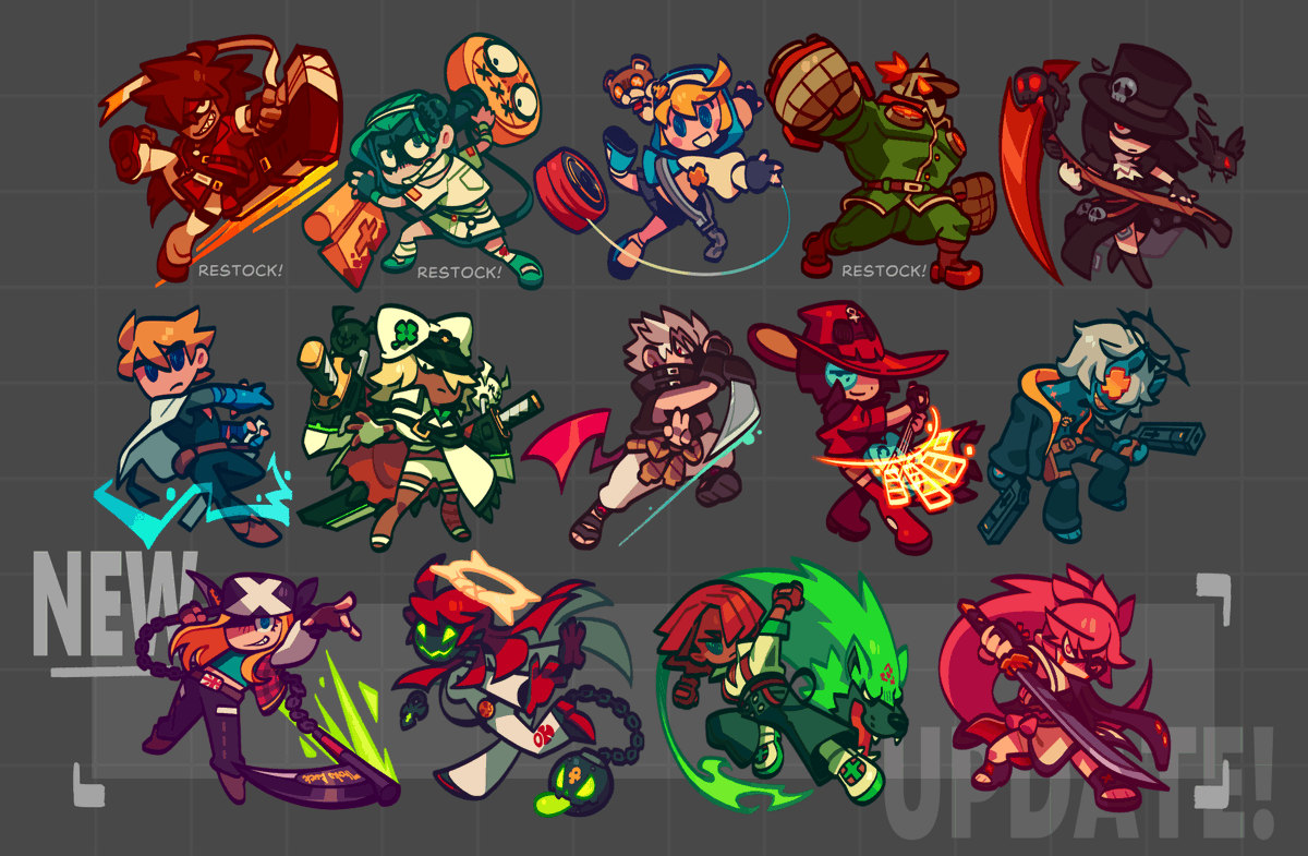 new gear stickers comin soon! plus restocks for Sol, ABA and Pot