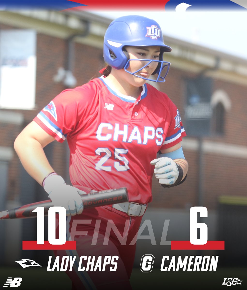 LCUSoftball's tweet photo. 🥎SB | #LCUvsCU
GAME 1 - Final

Lady Chaps 10
Cameron 6

🔵 - An 8-run 4th inning fuels LCU to the road win in the opening game of their Sunday series... They improve to 9-10 overall and are 5-4 in LSC play

Game 2 Links: https://t.co/BP0jwViQYM

🥎  #LSCSB
🥎 #d2sb https://t.co/fo0BEon52z