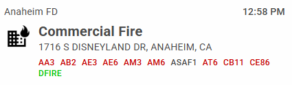 incidnt_tracker's tweet photo. Breaking: Anaheim, California, currently Anaheim fire department is responding to 2 separate fires, one in California Adventure that has now since been canceled by Disneyland fire and another that is involving the monorail. https://t.co/aVBc6c09Wl