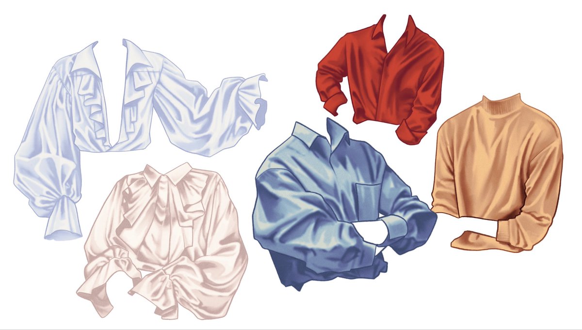 Since yesterday I was unsatisfied with many things, one is my inability to render, so I studied some clothes to practice. I did it first on grayscale and then slapped a gradient map on top so it looks more colorful ✏️