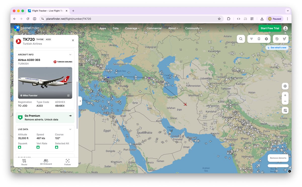 Schappi's tweet image. TK720 is either #brave or #stupid ! planefinder.net/flight/number/…