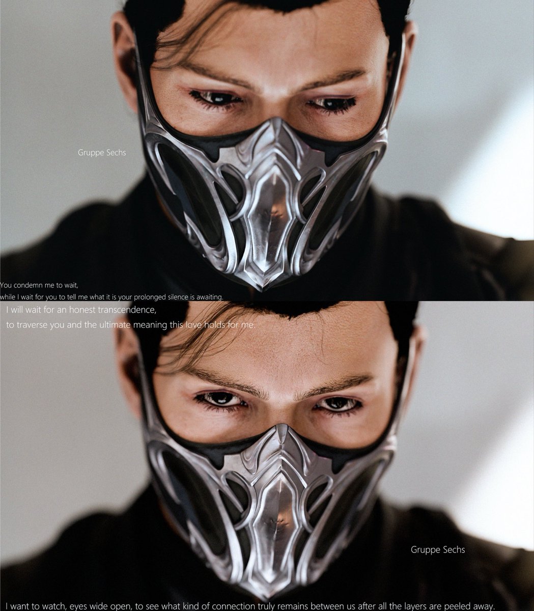 GRUPPESECHS_'s tweet image. You condemn me to wait, 
while I wait for you to tell me what it is your prolonged silence is awaiting.
#BiHan #SubZero #MK1