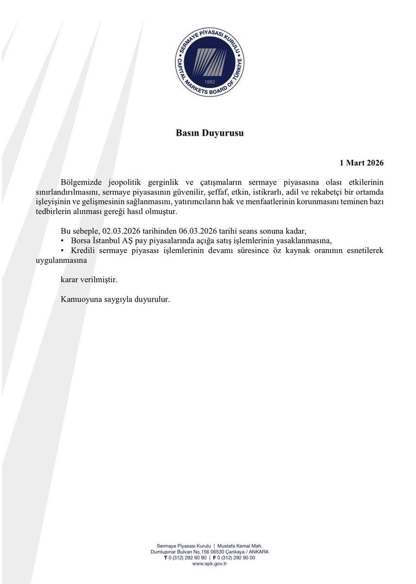 Alınan Bazı Tedbirlere İlişkin Basın Duyurusu

spk.gov.tr/duyurular/basi…